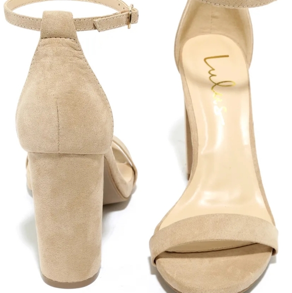BNWT Lulu's suede block heel sandals (nude) - Picture 3 of 4